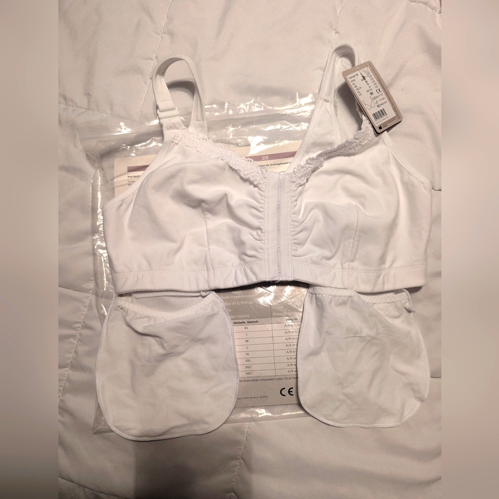 Post Surgical Bra with Drain Holders